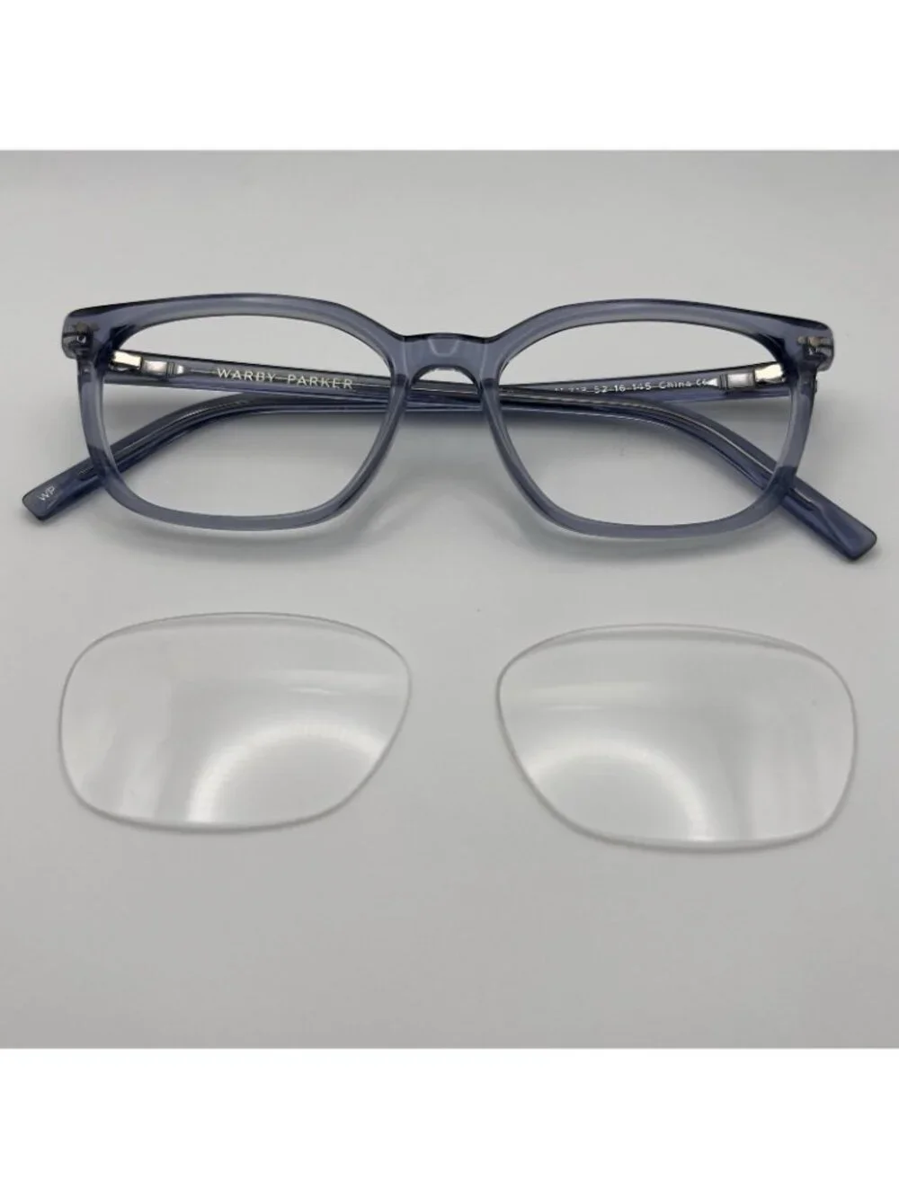 Warby Parker Weathers M 318 Eyeglass Frame Wayfarer Clear Blue Crystal 52-16-145